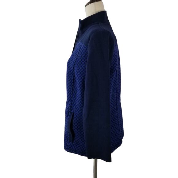 Talbots Blue Zip Up Houndstooth Jacket Pockets Lined Nice Size Med P - Picture 2 of 8